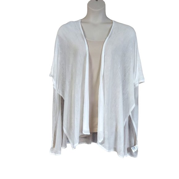 ☆☆SOLD☆☆ I.n.c. International Concepts Sheer White Knit Open Cascading Kimono - Picture 2 of 8
